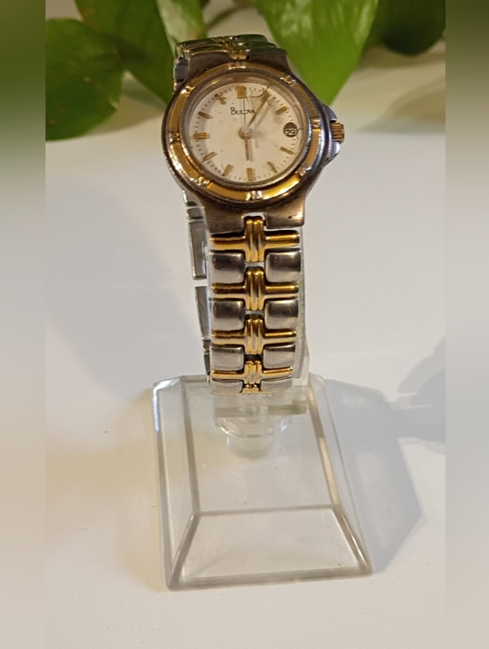 Bulova Two-Tone Silver and Gold Ladies Bracelet Watch